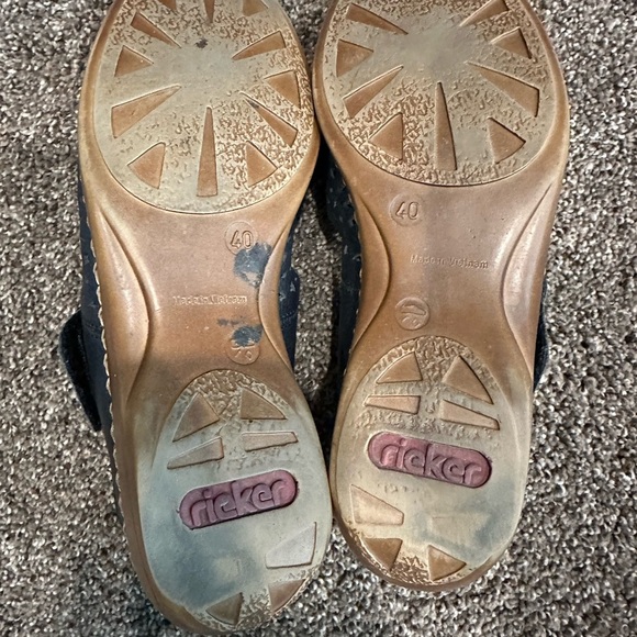 Rieker Navy Blue Perforated Leather Mary Jane Shoes Euro 40 - Picture 5 of 6